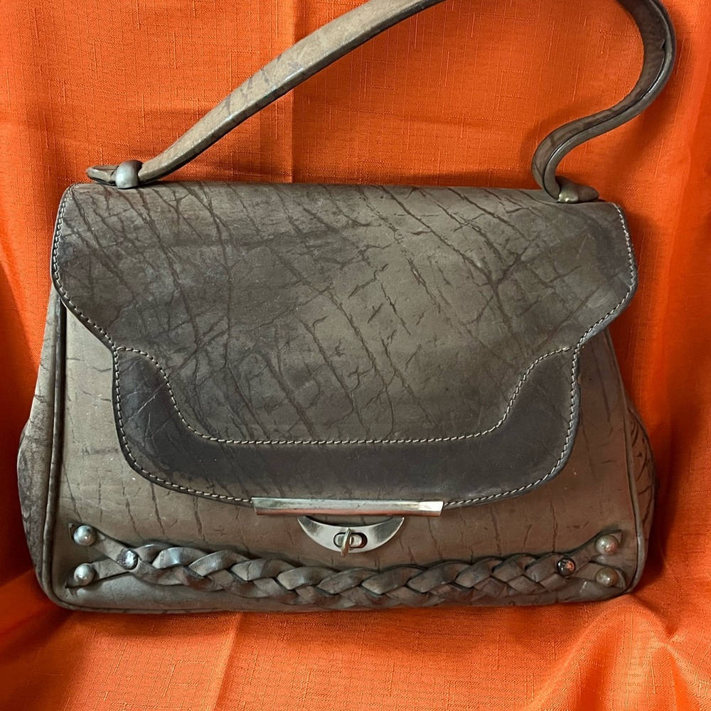 Classic Braided Accent Leather Shoulder Bag - Brown